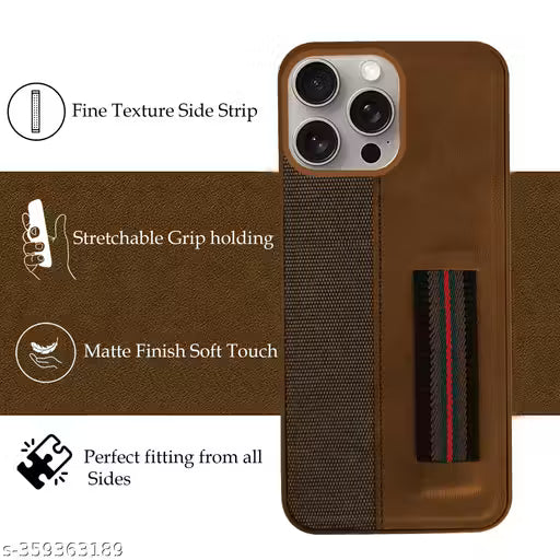 Jkobi Back Cover Case for iPhone 15 Pro Max (Professional PU Leather | Strip Chain Holder Socket | Brown)