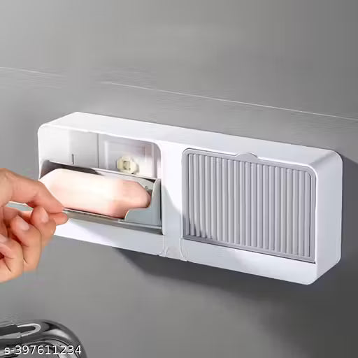 Creative Wall Mounted Soap Boox with Lid Double Grids Soap Draining Rack Bathroom Soap Holder (plastic, Multicolor)