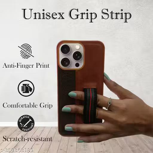 Jkobi Back Cover Case for iPhone 15 Pro Max (Professional PU Leather | Strip Chain Holder Socket | Brown)