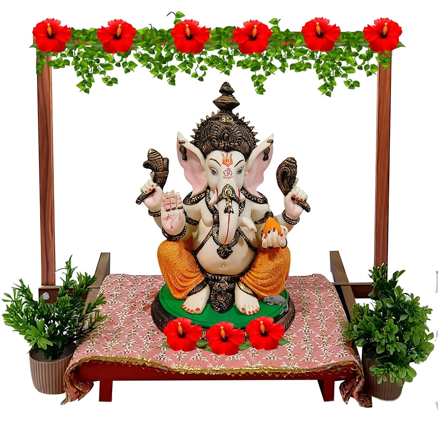 SOLOBOLO Mandir Foldable Backdrop Stand for Ganpati ,Navratri,Durga Pooja,Ideal for Home Mandir and Office as Backdrop Frame, Festival Decoration Item (24x18 inch)