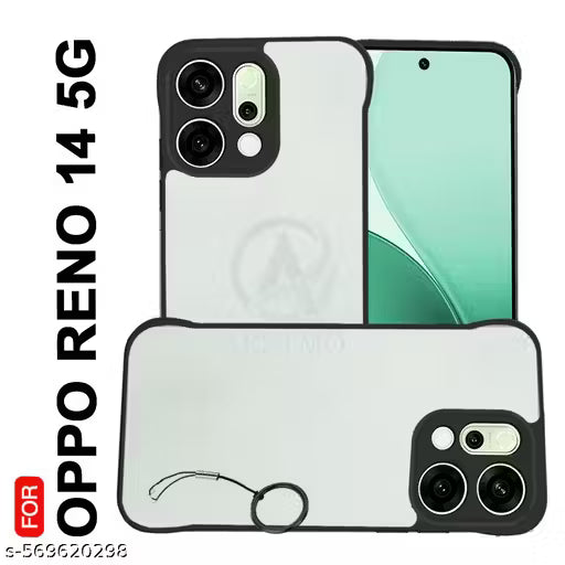AESTMO Ultimate Slim Hybrid Polycarbonate Frosted Translucent Frameless Design Hard Back Case Cover for Oppo Reno 14 5G (Black Border)