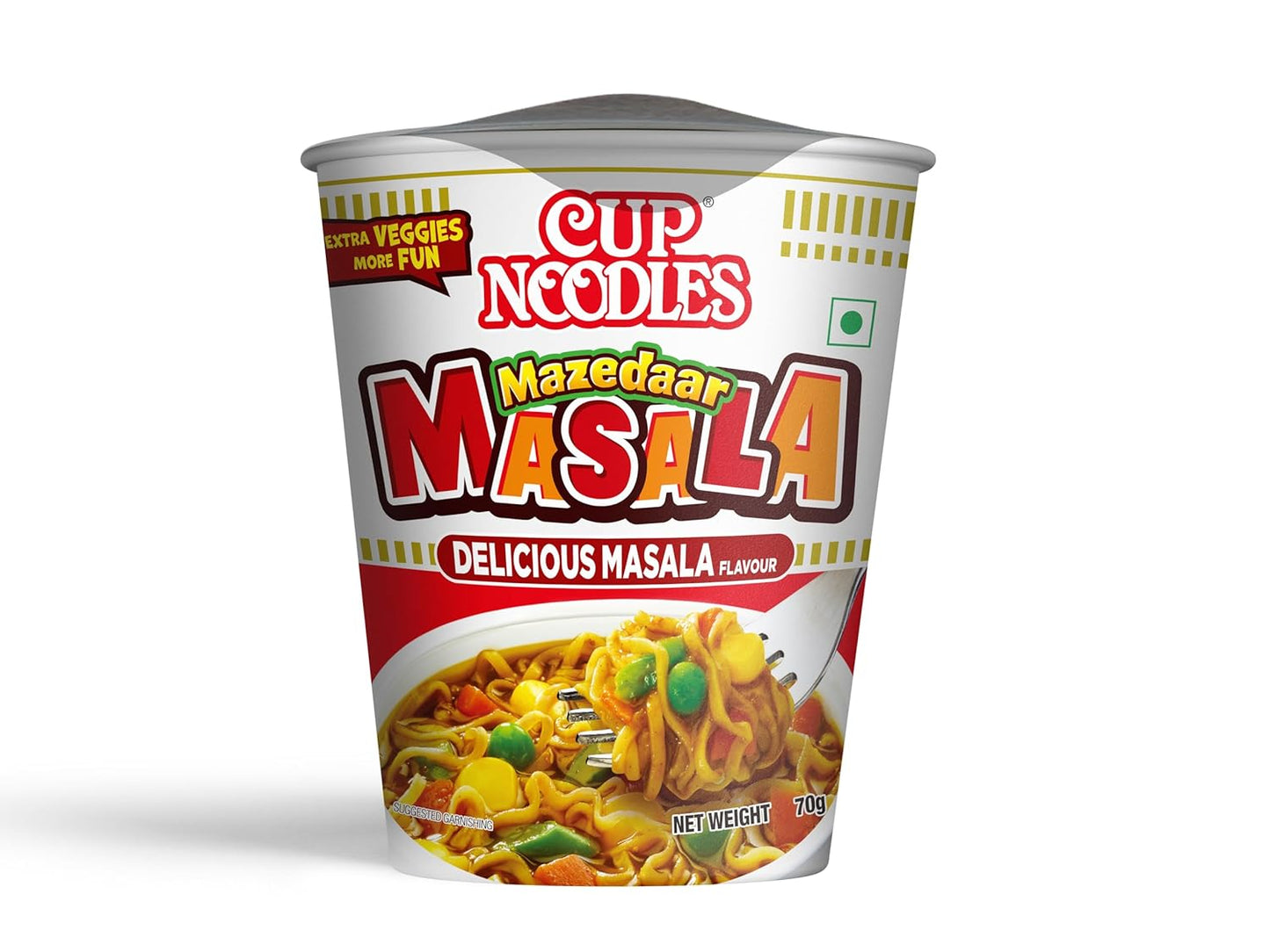 Nissin Cup Noodles Mazedaar Masala | Bold Masala Flavor with a Touch of Extra Veggie Goodness | Quick & Delicious Meal Anytime #VibeItUp, 70 gm.