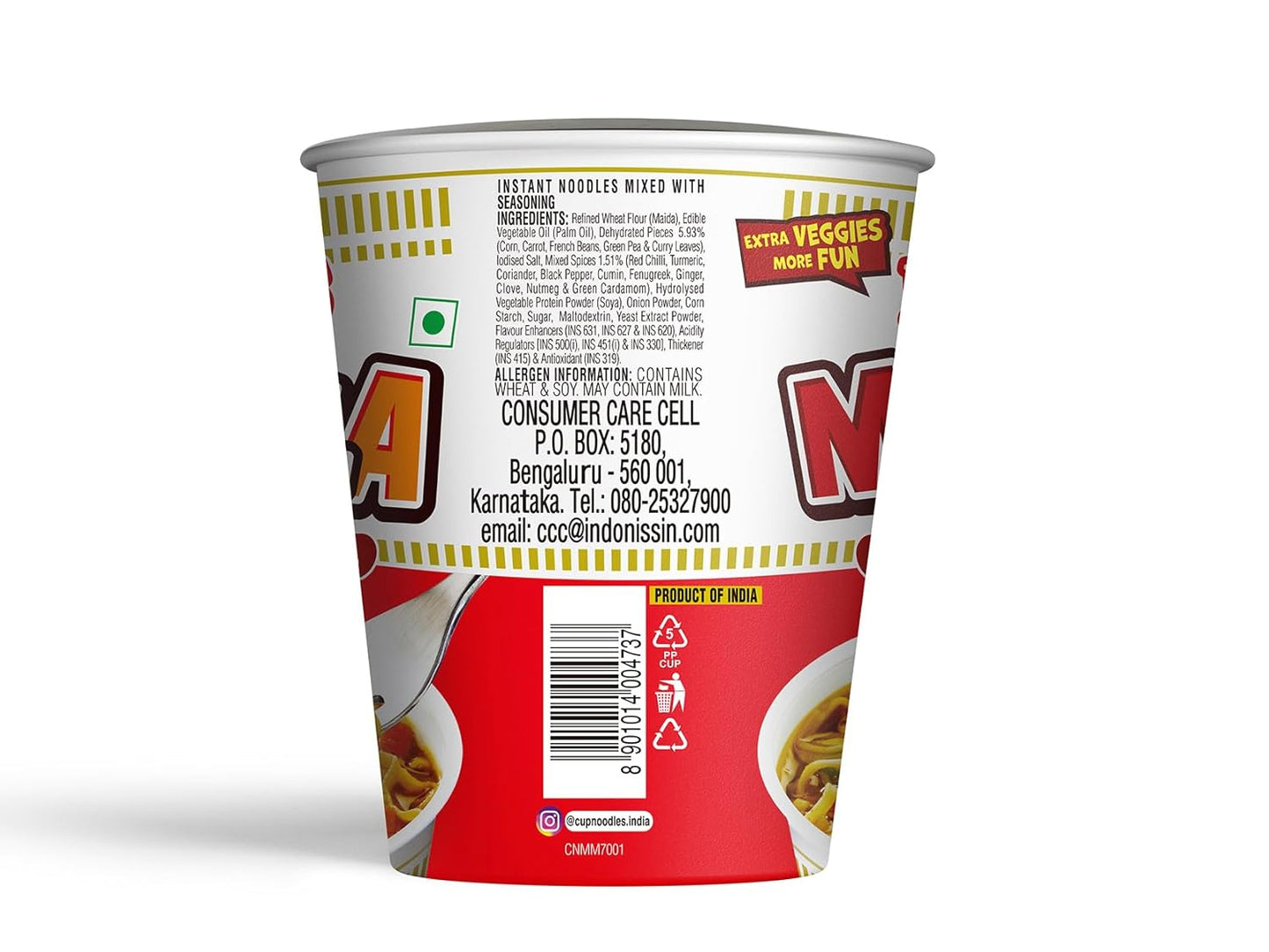 Nissin Cup Noodles Mazedaar Masala | Bold Masala Flavor with a Touch of Extra Veggie Goodness | Quick & Delicious Meal Anytime #VibeItUp, 70 gm.