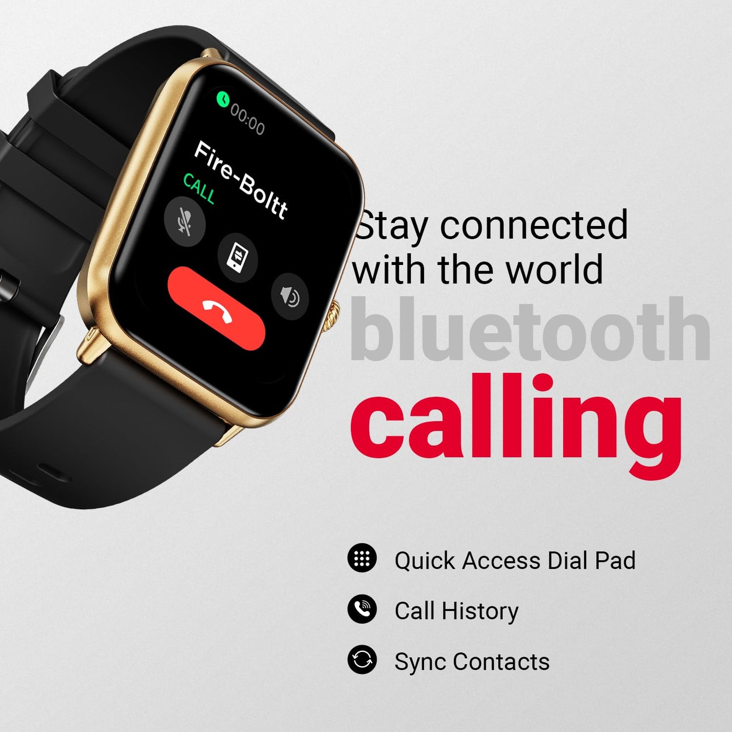Fire-Boltt Ninja Call Pro Plus Smart Watch 1.83 inch with Bluetooth Calling, AI Voice Assistance, 100 Sports Modes IP67 Rating, 240 * 280 Pixel High Resolution (Gold Black)
