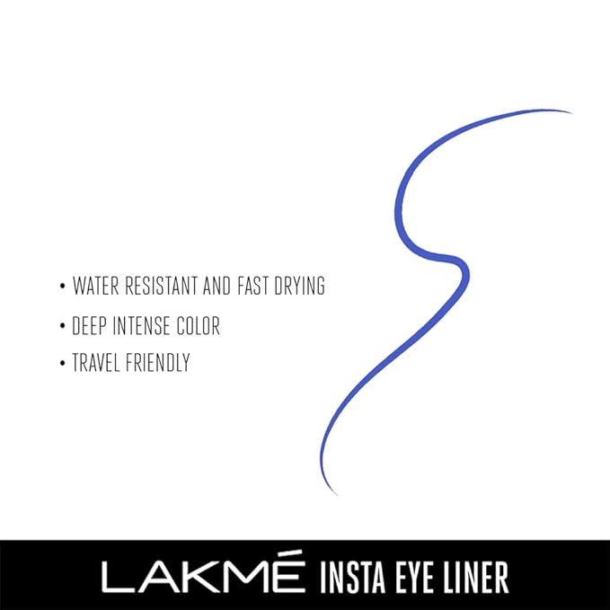 Lakme Ultimate Glam Eye Liner, Semi Matte, Quick drying, Water resistant & Smudgeproof Eye Liner, Blue, 9ml