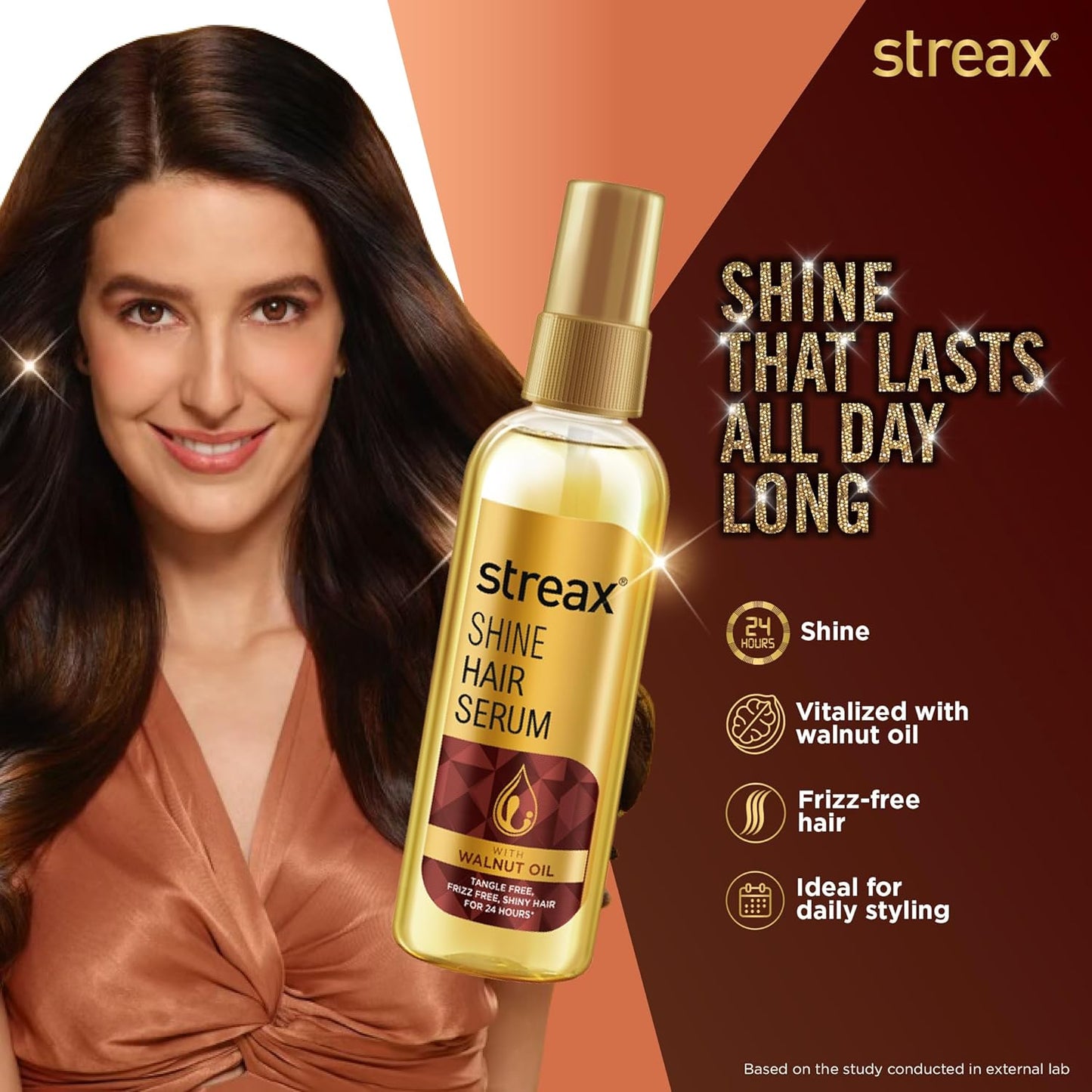 Streax Hair Serum 200ml, Hair serum for Dry & Frizzy Hair, for Women & Men, for Curly Hair, Wavy Hair, Straight Hair, Silk & Shine Vitalised with Walnut Oil