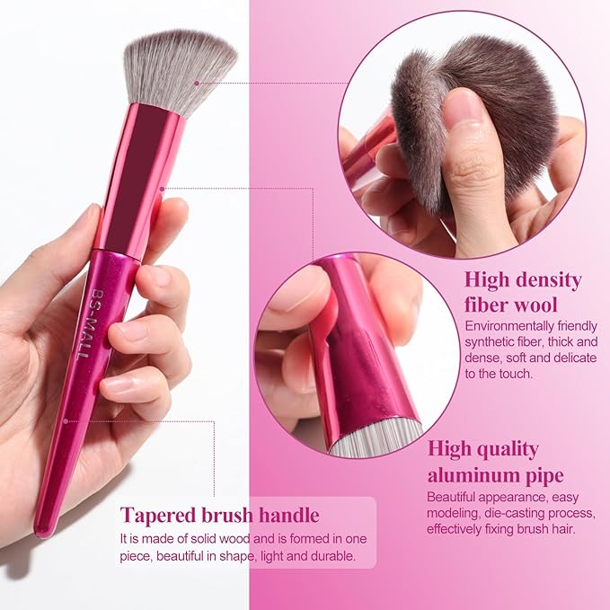 BS-MALL Makeup Brush Set for Foundation Powder Concealers Eye Shadows Blush Synthetic Makeup Brushes with black case 18 Pcs