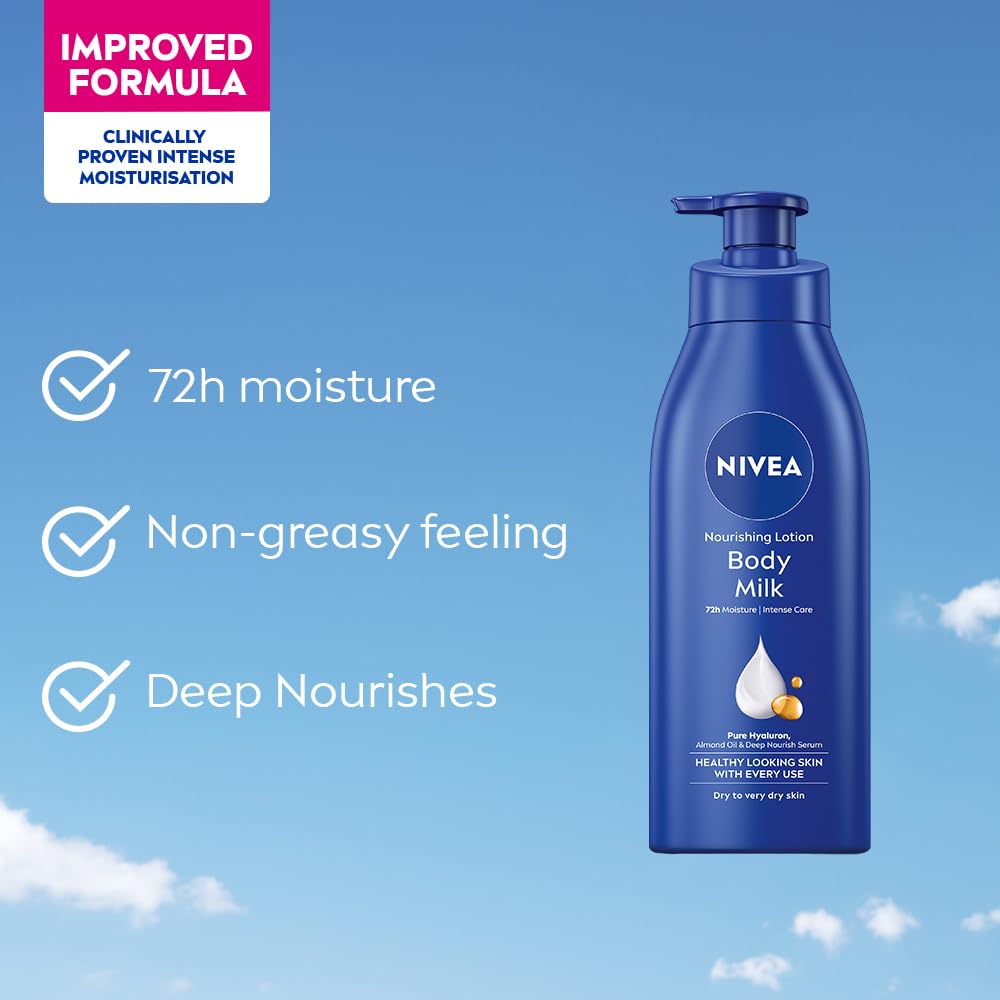 Nivea Body Lotion For Very Dry Skin, Nourishing Body Milk With 2X Almond Oil 72 H Moisturization, For Men & Women, 600 ml