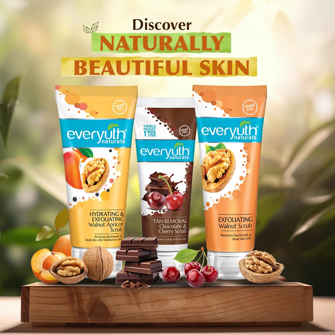 Everyuth Naturals Exfoliating Walnut Scrub Gentle Face Scrub|Paraben Free|With Walnut Shell Particles|Removes Blackhead&Dead Skin Cells|For Oily,Dry,Normal,Combination&Sensitive Skin-100Gm(Pack Of 2)
