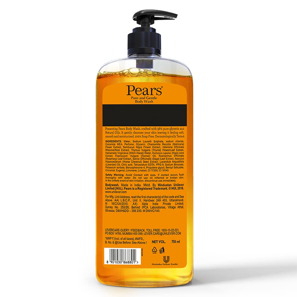 Pears Pure & Gentle Shower Gel SuperSaver XL Pump Bottle With 98% Pure Glycerine|| 100% Soap Free and No Parabens|| 750 ml