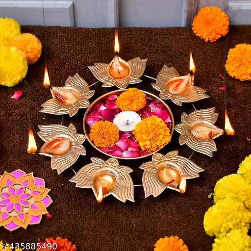 Flower Decorative Lotus Urli Bowl for Home Decor Floating Flowers and Tea Light Candles Home,Office and Table Decor| Diwali Decoration Items for Home (10 Inches)