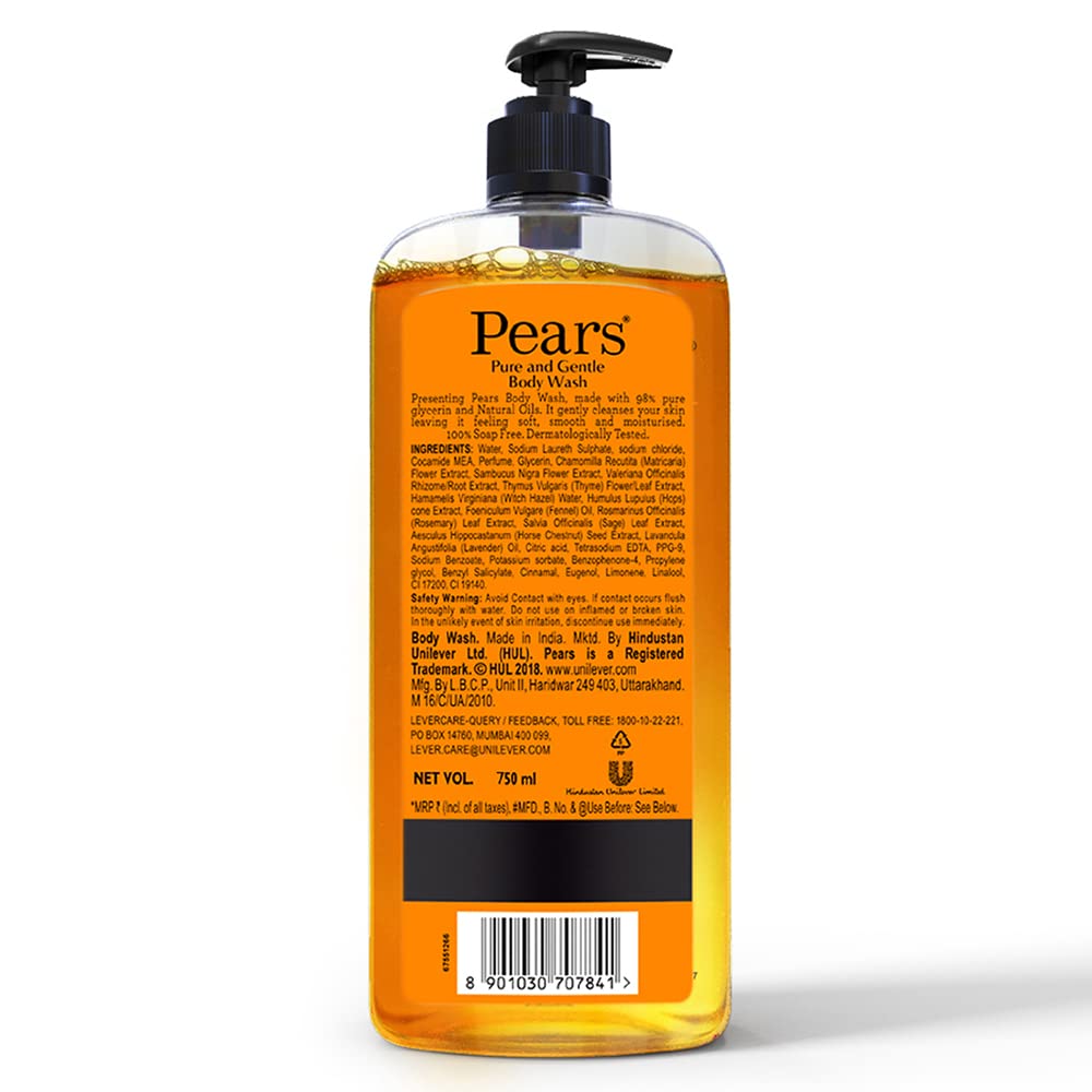 Pears Pure & Gentle Shower Gel SuperSaver XL Pump Bottle With 98% Pure Glycerine|| 100% Soap Free and No Parabens|| 750 ml