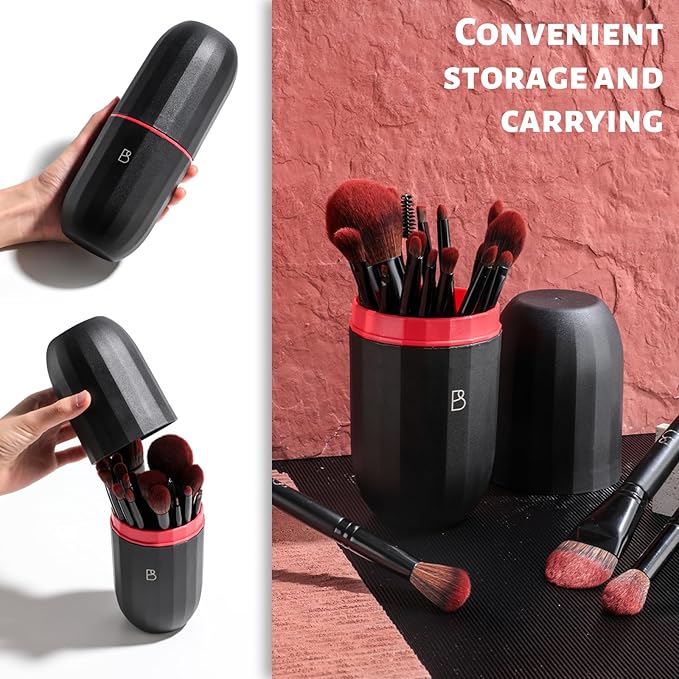 BS-MALL Makeup Brushes Set Professional Foundation Powder Concealers Eye shadows Blush Synthetic Makeup Brushes with Black case 20 Pcs