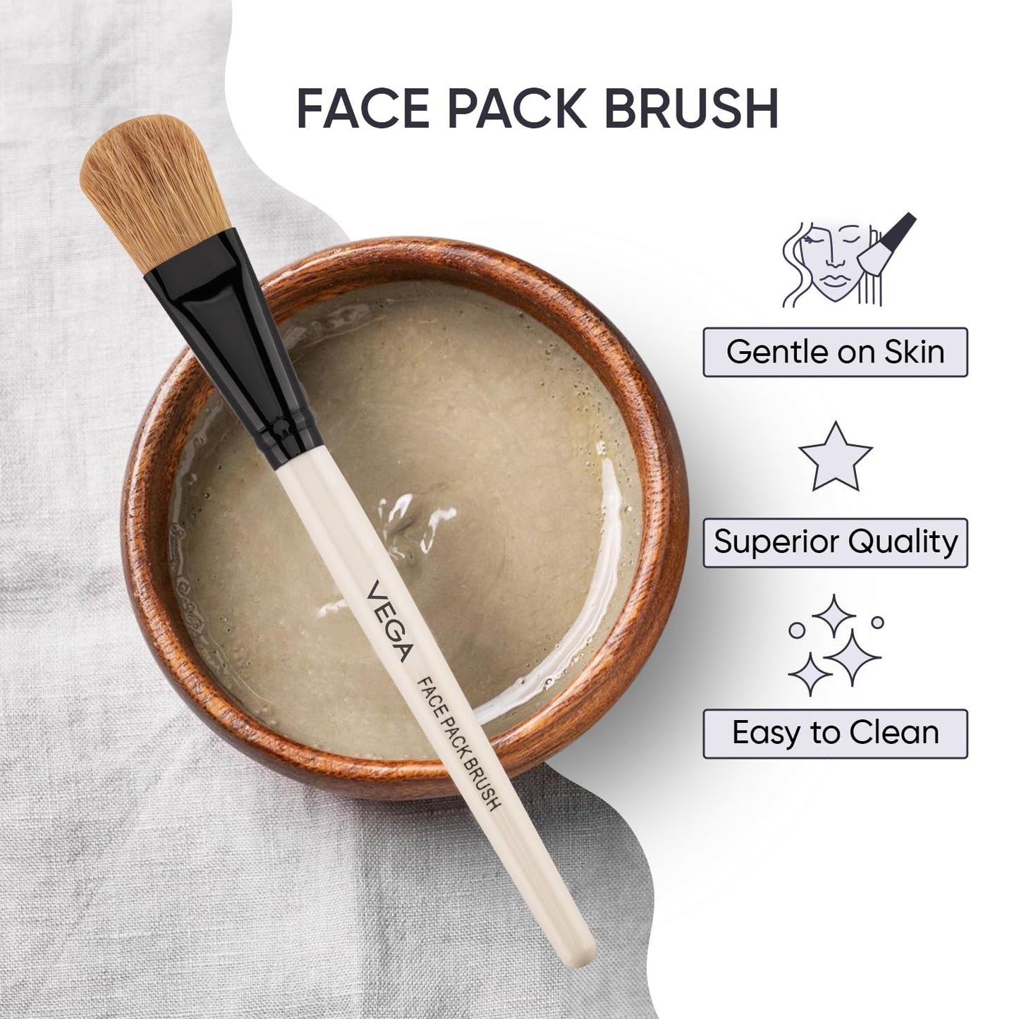 Vega Bristle Face Pack Brush - White, 1 Piece, (HV-27)