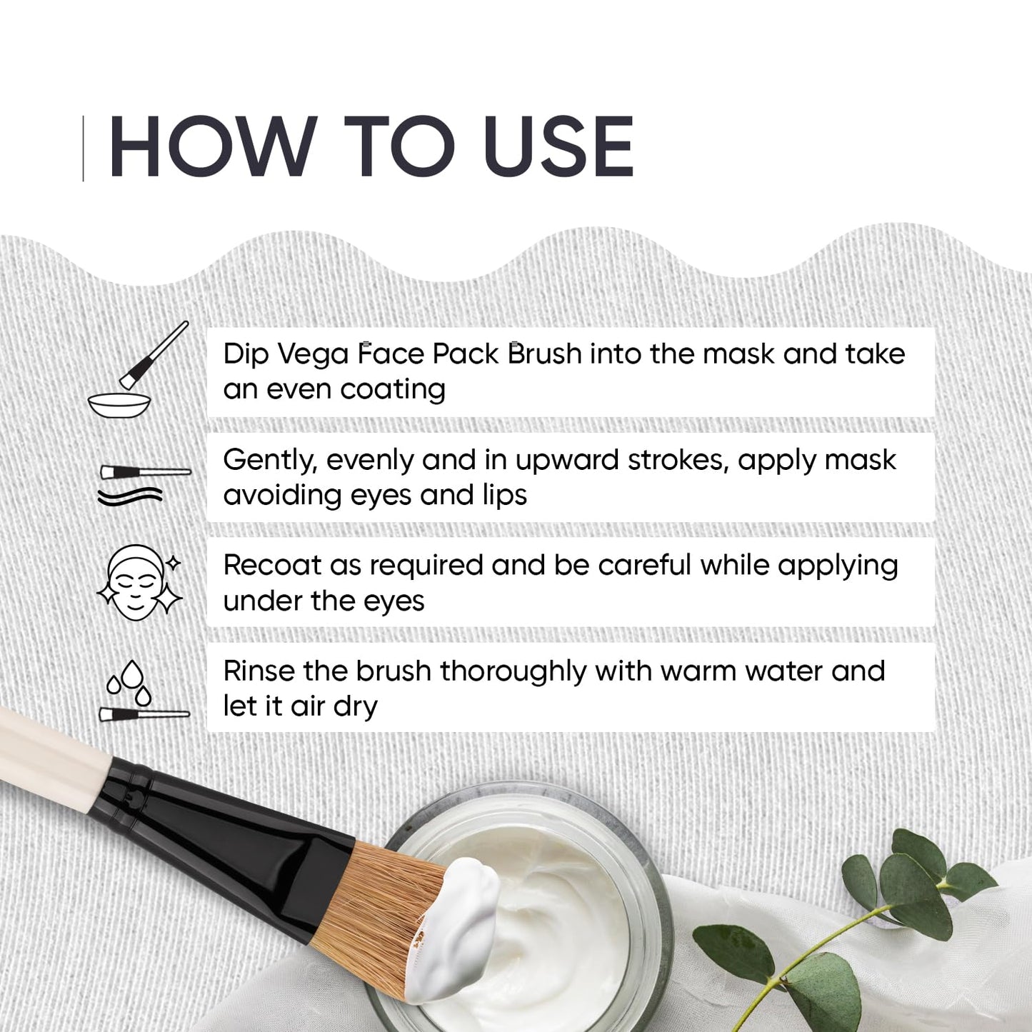 Vega Bristle Face Pack Brush - White, 1 Piece, (HV-27)