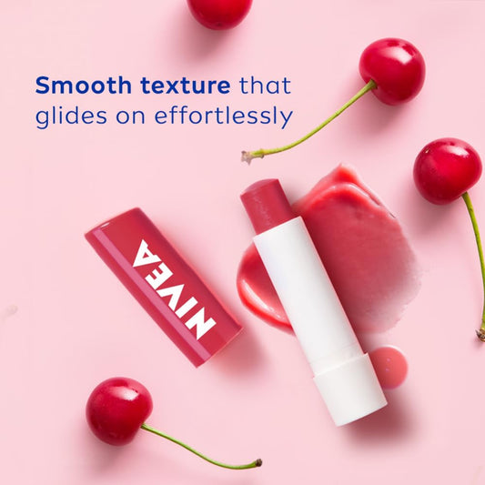 NIVEA Cherry Shine 4.8g Lip Balm|24 H Melt in Moisture Formula|Natural Oils|Glossy Finish,4.8 g (Pack of 1)
