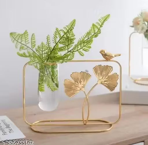 CLICKNECT INDIA Flower Vase Decorative Items for Home Decor.Propagation Station Test Tube Flower Vase with Metal Frame.