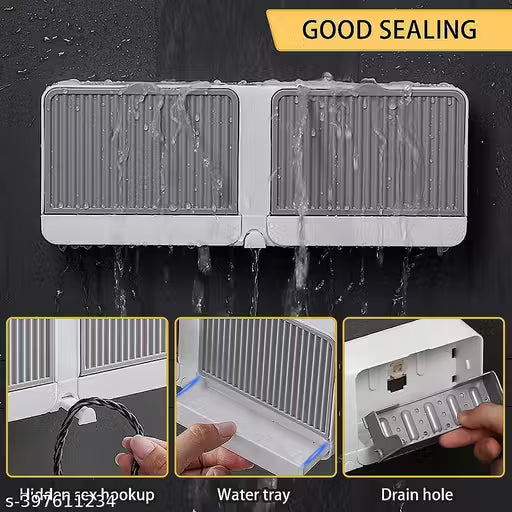 Creative Wall Mounted Soap Boox with Lid Double Grids Soap Draining Rack Bathroom Soap Holder (plastic, Multicolor)