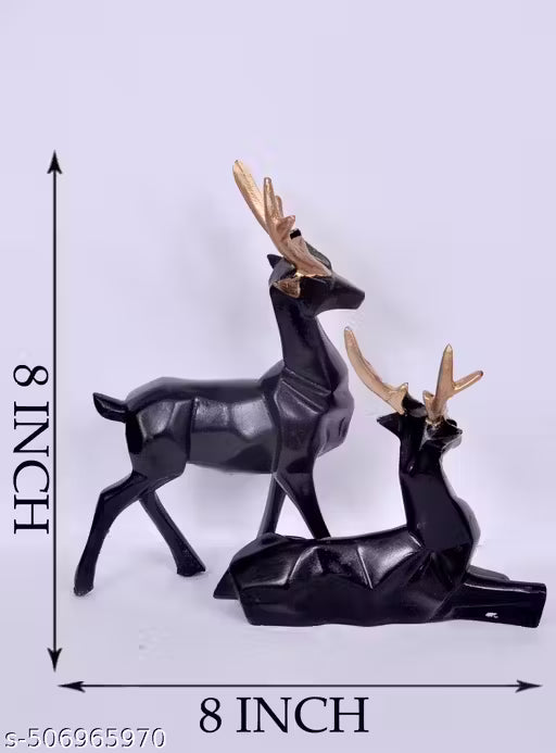 SN Trader Classy Black Deer Statue/Hiran Sculptures Showpiece for Home & Office Decor, Decoration, Vastu, Good Luck and Gift for husband and wife and new married couple/Engaged couple/Loving couple and best party and wedding anniversary,birthday gift.