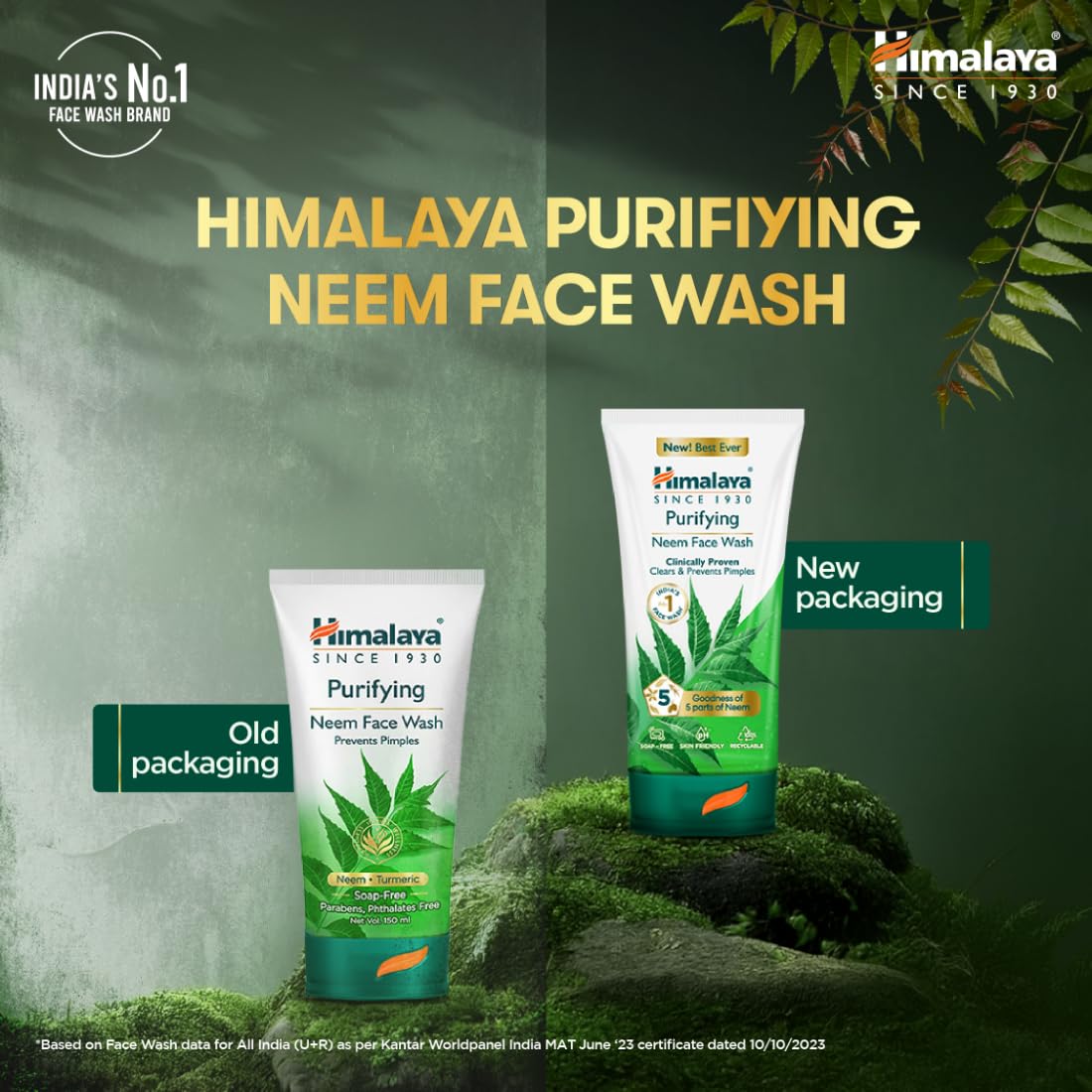 Himalaya Purifying Neem Face Wash|Clears and Prevents Pimples & Acne|Made with 5 parts of Neem|New & Best Ever clinically Proven formula|Gently Cleanses|For men and women|150 ml