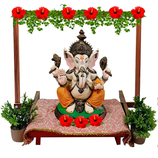 SOLOBOLO Mandir Foldable Backdrop Stand for Ganpati ,Navratri,Durga Pooja,Ideal for Home Mandir and Office as Backdrop Frame, Festival Decoration Item (24x18 inch)