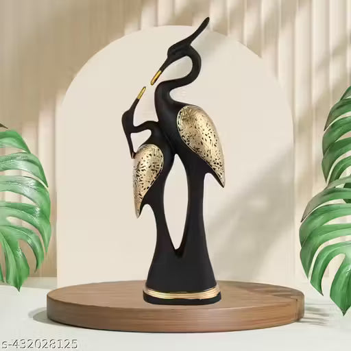 AAputri Black Pair of Kissing Swan Duck Home Decor Showpiece Love Birds Decorative Figurine, Décor Items for Main Door Entrance interior of Living Room (black and Gold)