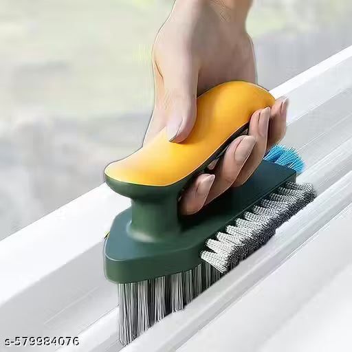 Cleaning Brush with Squeegee Scrub Brush Crevice Cleaning Brush Tools, v-Shape Gap Brush Multifunctional scrubbing Floor Brush for Cleaning Corner,Window,Sink,Kitchen (4 in 1 Cleaning Brush)