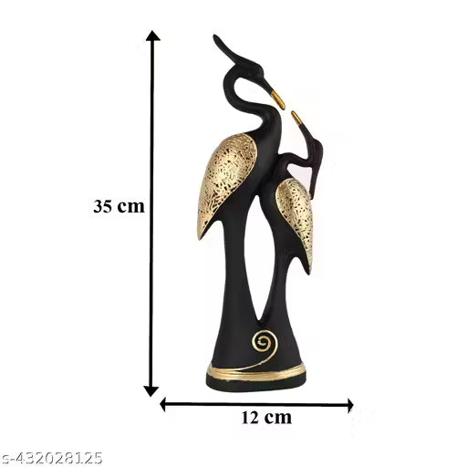 AAputri Black Pair of Kissing Swan Duck Home Decor Showpiece Love Birds Decorative Figurine, Décor Items for Main Door Entrance interior of Living Room (black and Gold)