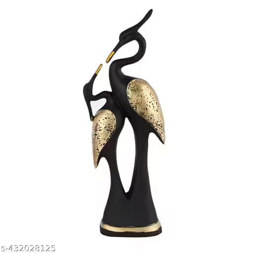 AAputri Black Pair of Kissing Swan Duck Home Decor Showpiece Love Birds Decorative Figurine, Décor Items for Main Door Entrance interior of Living Room (black and Gold)