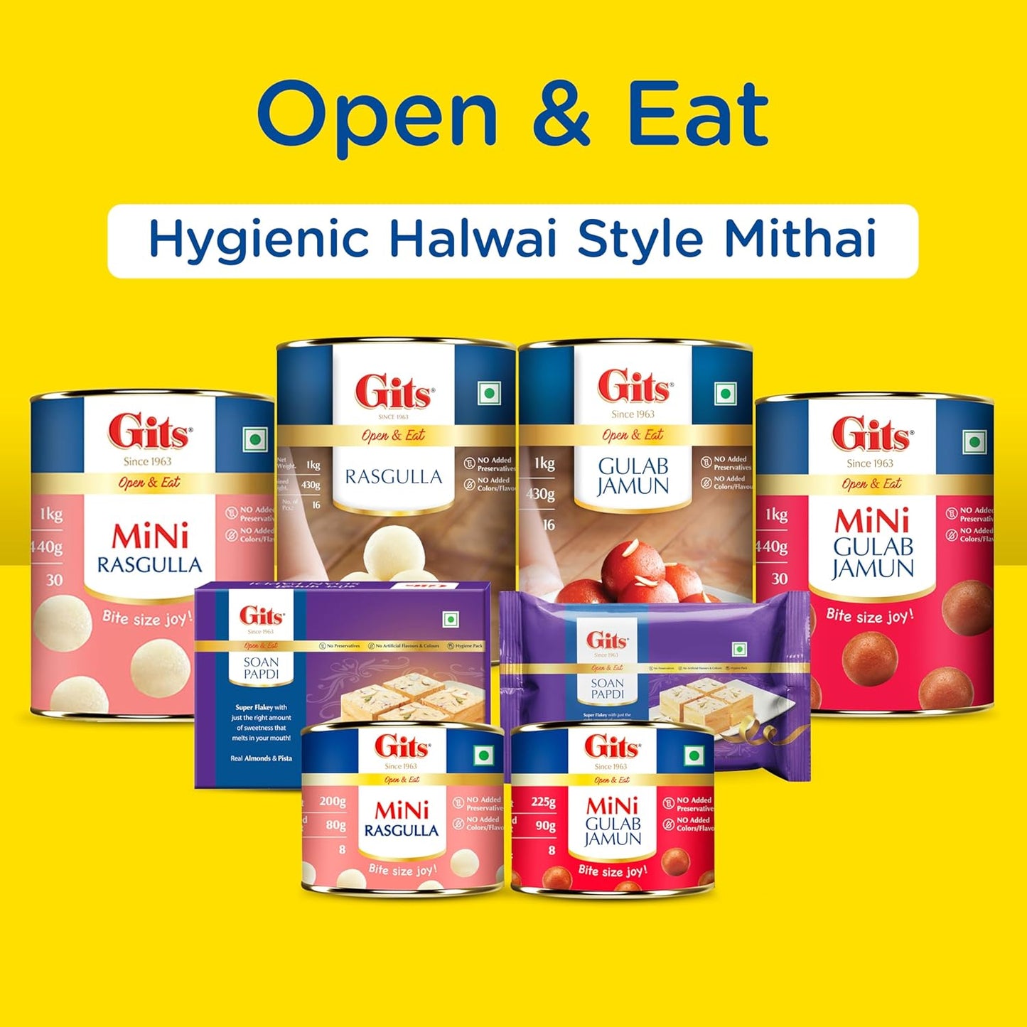 Gits MiNi Rasgulla Open & Eat Tin 200 gms | 8 pieces | Small Pack | Quick Sweet Cravings