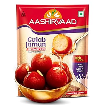 Aashirvaad Instant Mix Gulab Jamun, 500g Pack, Easy to Make Soft & Delicious 32-35 Gulab Jamuns in Just 3 Steps