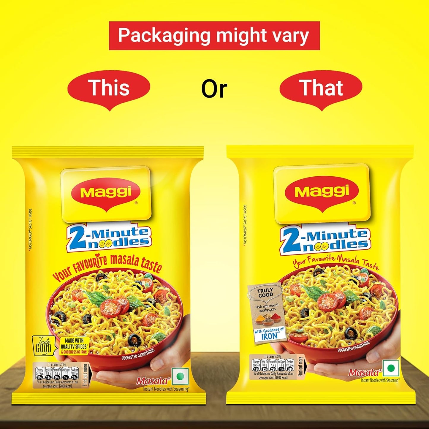 MAGGI 2-Minute Instant Noodles,Masala Noodles With Goodness Of Iron,Made With Choicest Quality Spices,Favourite Masala Taste, 70g Pouch.