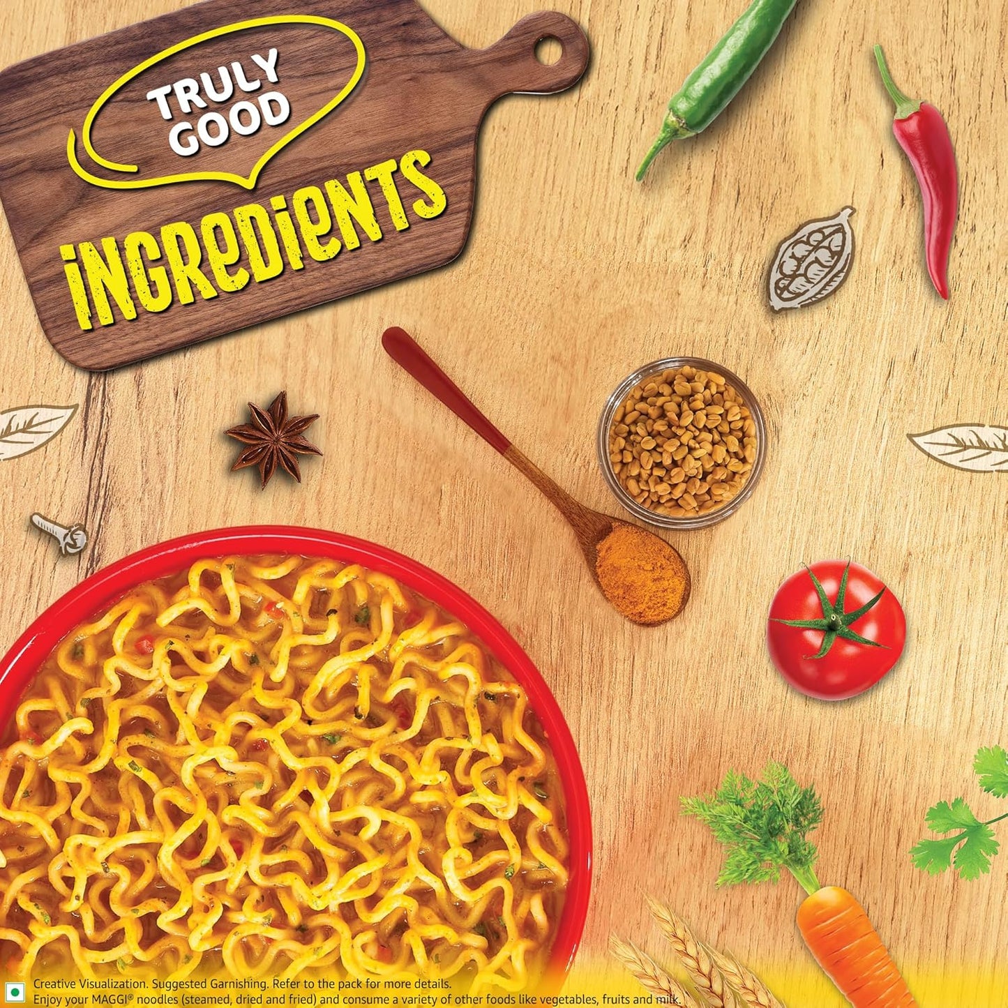 MAGGI 2-Minute Instant Noodles,Masala Noodles With Goodness Of Iron,Made With Choicest Quality Spices,Favourite Masala Taste, 70g Pouch.