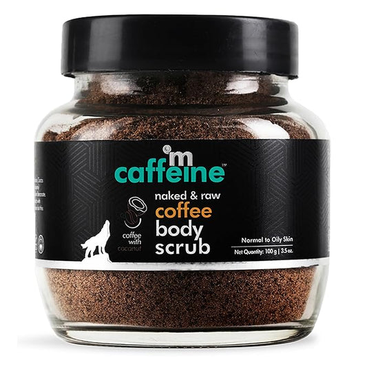 mCaffeine Exfoliating Coffee Body Scrub Powder Jar for Tan Removal&Soft-Smooth Skin|De-Tan Bathing Scrub With Coconut Oil,Removes Dirt&Dead Skin From Neck,Knees,Elbows&Arms| All Skin Types-100Gm