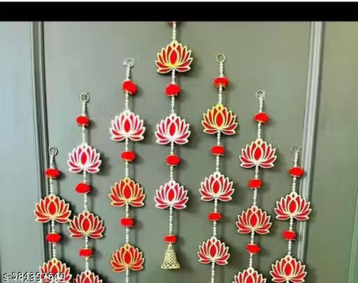 Diwali Decoration Handmade Hanging (Pack of 2) Lotus Backdrop Decoration wall hangings for home decor/wall decor/diwali/gift/decorative items Approx. 15 inch