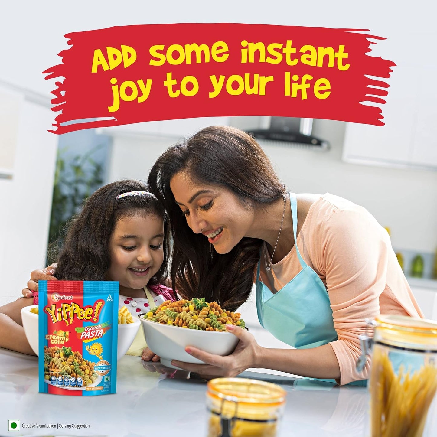 Sunfeast YiPPee! Tricolor Instant Pasta, Creamy Corn, 65g