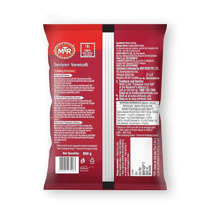 MTR Vegetarian Seviyan Vermicelli, 850 grams