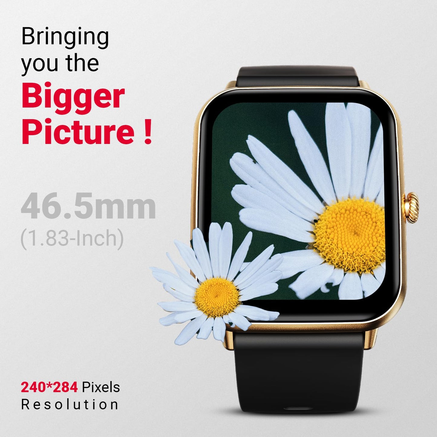 Fire-Boltt Ninja Call Pro Plus Smart Watch 1.83 inch with Bluetooth Calling, AI Voice Assistance, 100 Sports Modes IP67 Rating, 240 * 280 Pixel High Resolution (Gold Black)