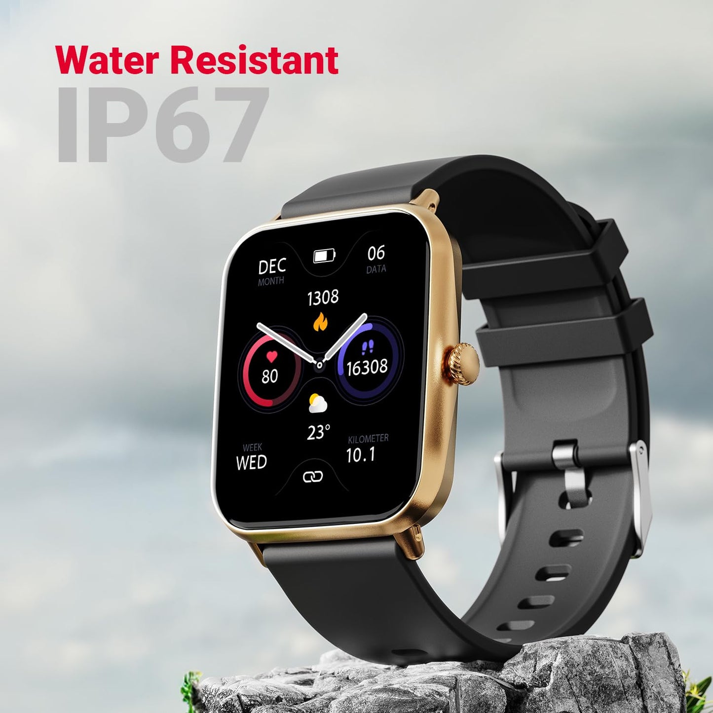 Fire-Boltt Ninja Call Pro Plus Smart Watch 1.83 inch with Bluetooth Calling, AI Voice Assistance, 100 Sports Modes IP67 Rating, 240 * 280 Pixel High Resolution (Gold Black)