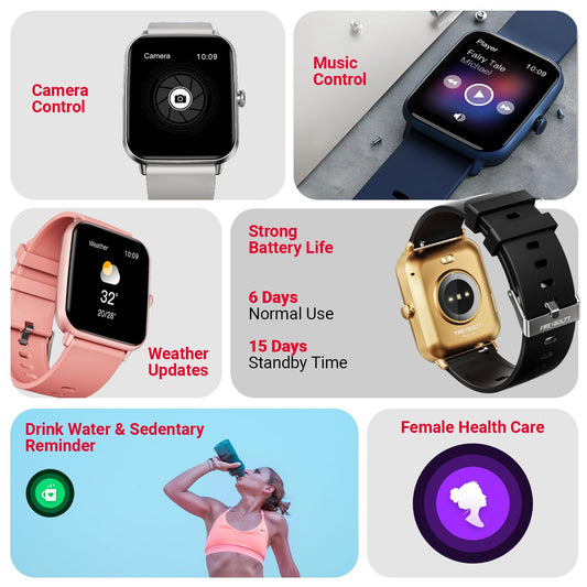 Fire-Boltt Ninja Call Pro Plus Smart Watch 1.83 inch with Bluetooth Calling, AI Voice Assistance, 100 Sports Modes IP67 Rating, 240 * 280 Pixel High Resolution (Gold Black)