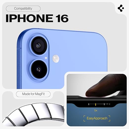Spigen Tough Armor (Ai) MagFit Back Cover Case Compatible with iPhone 16 (TPU + Poly Carbonate | Black)