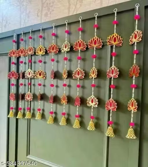 Diwali Decoration Handmade Hanging (Pack of 2) Lotus Backdrop Decoration wall hangings for home decor/wall decor/diwali/gift/decorative items Approx. 15 inch
