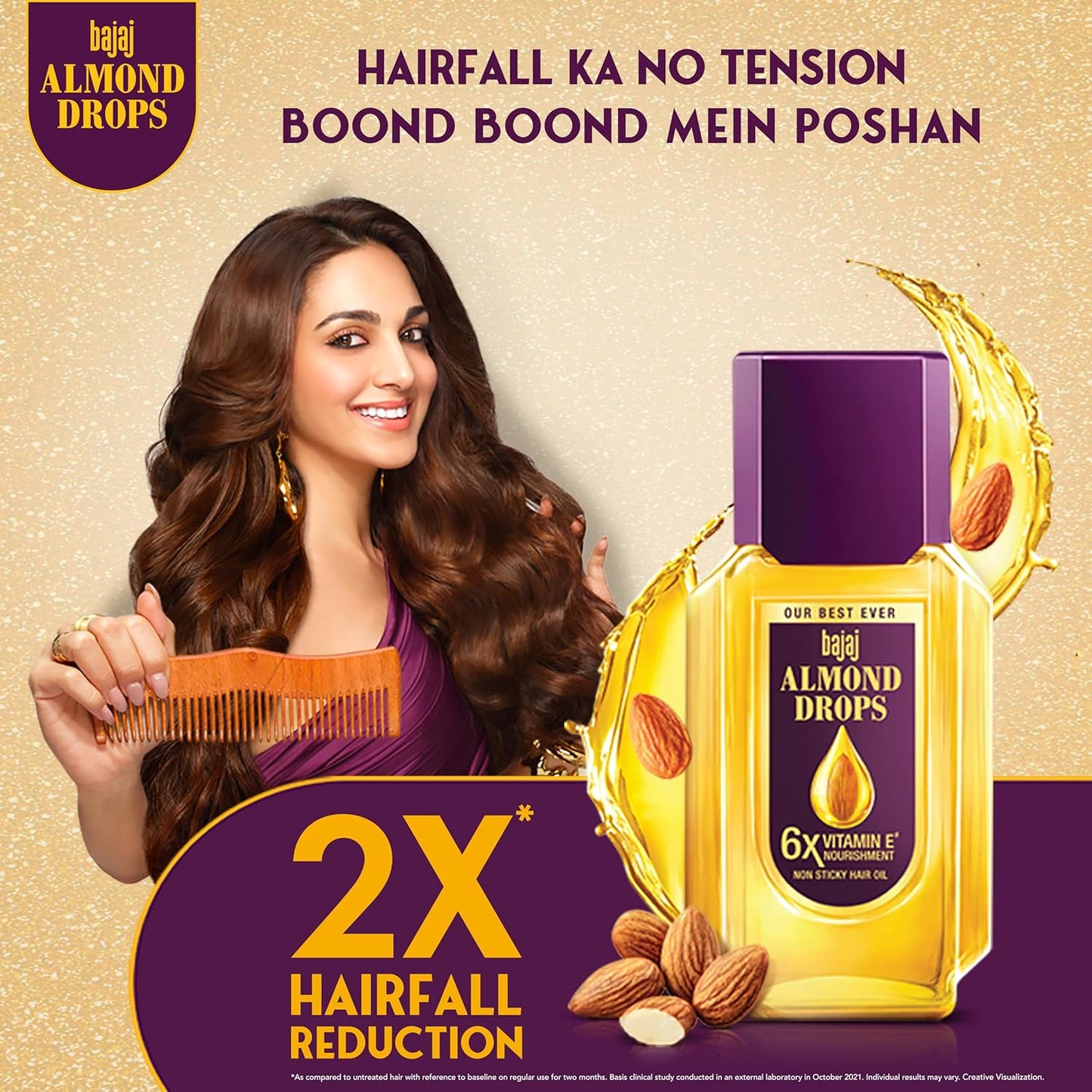 Bajaj Almond Drops Hair Oil, 95ml | 6X Vitamin E Nourishment | Light and Non-Sticky Hair Oil For Hair Fall Control