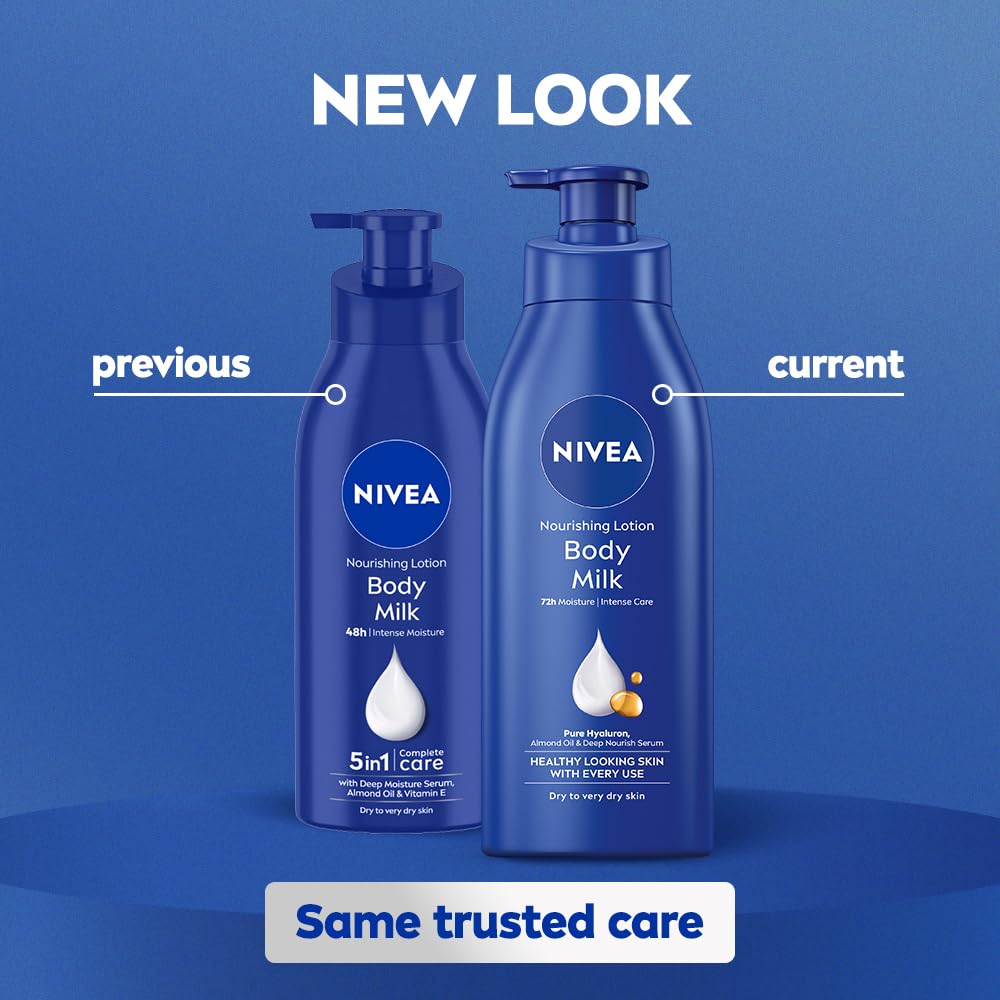Nivea Body Lotion For Very Dry Skin, Nourishing Body Milk With 2X Almond Oil 72 H Moisturization, For Men & Women, 600 ml