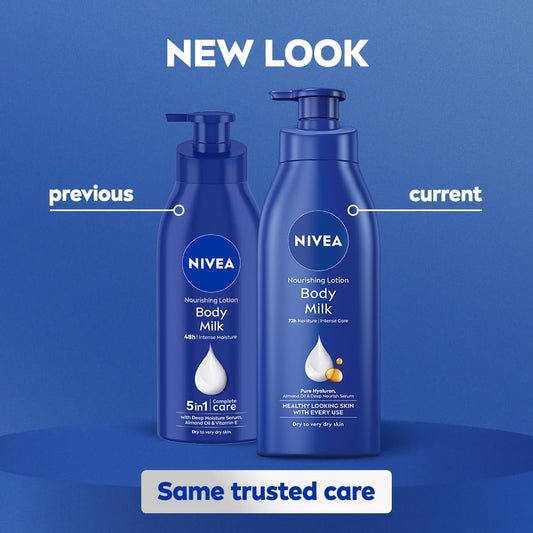 Nivea Body Lotion For Very Dry Skin, Nourishing Body Milk With 2X Almond Oil 72 H Moisturization, For Men & Women, 600 ml