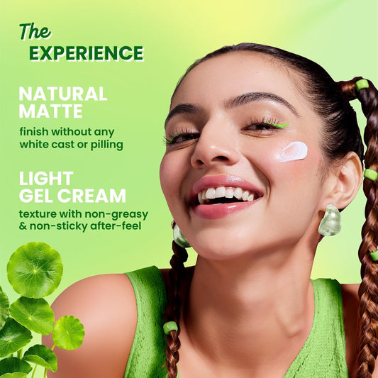 Dot & Key CICA Calming Mattifying Sunscreen SPF 50 PA++++ | For Oily Acne Prone & Sensitive Skin | UVA/UVB Protection | No White Cast, Ultra Light, Fragrance Free & Quick Absorbing | 50g