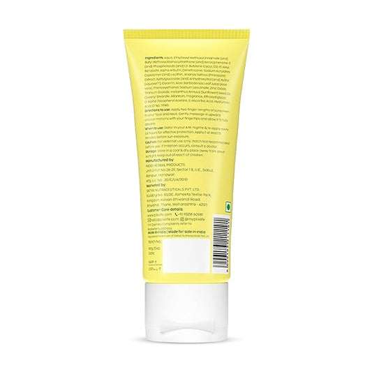 PLIX - THE PLANT FIX Pineapple Advanced Depigmentation Dewy Sunscreen SPF 50 PA++++ | Alpha Arbutin & Aquaxyl | Reduces Pigmentation, Protects from UV & Blue Light, Hydrates Skin | Vegan & Paraben-Free | 50g