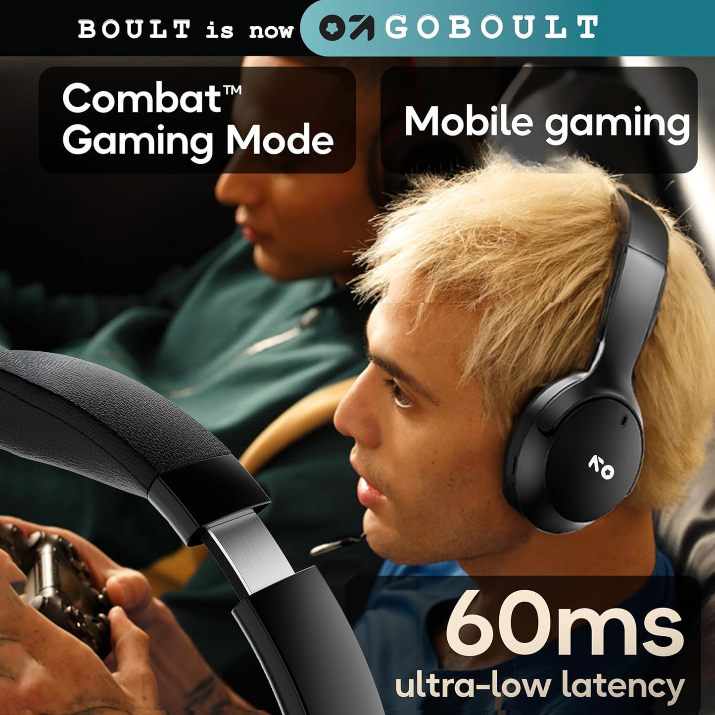 GOBOULT Q Over Ear Bluetooth Headphones with 70H Playtime, 40mm Bass Drivers, Zen™ ENC Mic, Type-C Fast Charging, 4 EQ Modes, AUX Option, IPX5 Headphones Wireless with mic (Black)