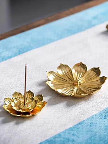 SATYAM KRAFT 1 Pcs Lotus Flower Agarbatti Stand | Golden Metal Incense Holder for Ganesh Chaturthi, Pooja Room, Mandir Decor, Festive Decoration Items for Home & Gift (Golden)