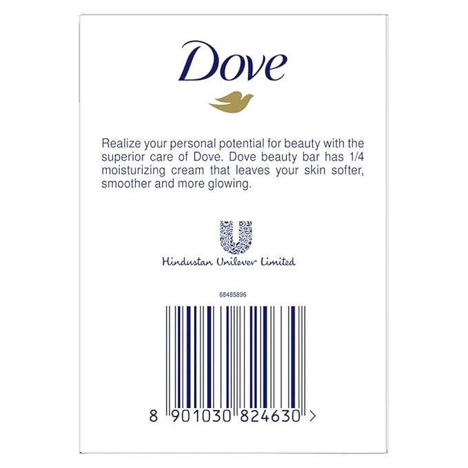 Dove Cream Beauty Bathing Bar (Pack of 5) 125g each For 24 Hour Nourished Skin with ¼ Moisturising Cream and Nutrient Serum